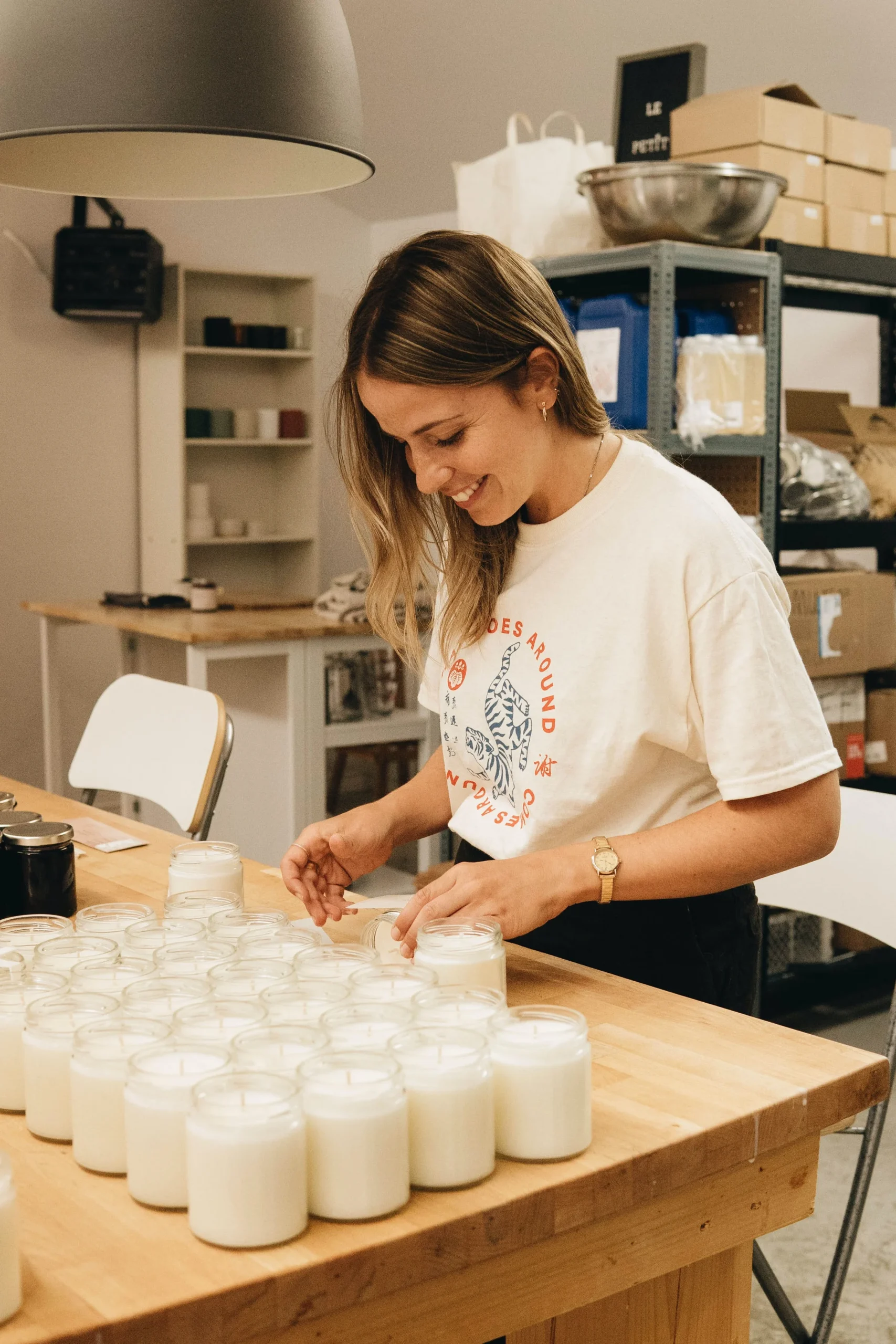 Woman making candles
