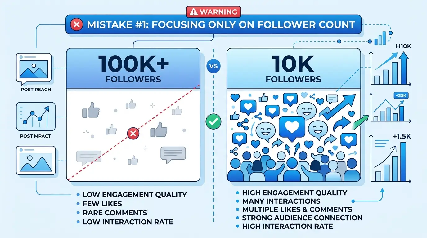 Mistake 1: Focusing only on follower count instead of engagement quality